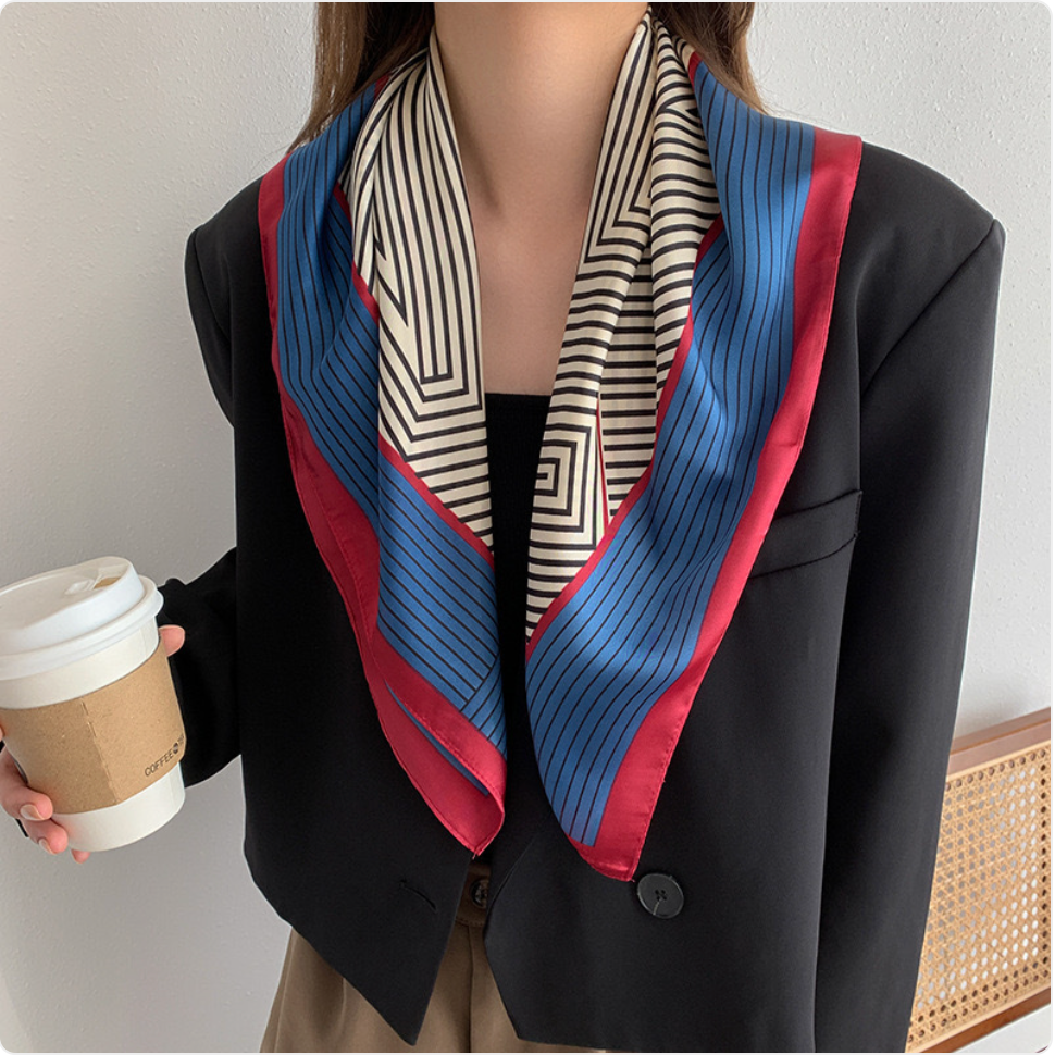 Striped Square Silk Scarf