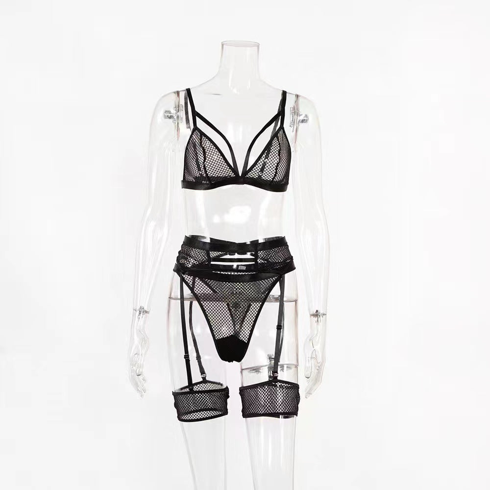 Mesh See-Through Bra Set - Sexy Lingerie (3 Pieces)