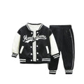 YIKIURL Tenue de sport bébé pour garçons et filles Veste de baseball + T-shirt + pantalon 3 pièces vêtements d'école pour enfants (as1 ans 4_ans 5_ans Noir)