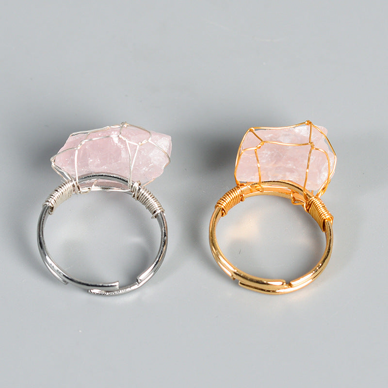 Adjustable Natural Amethyst Fashion Ring