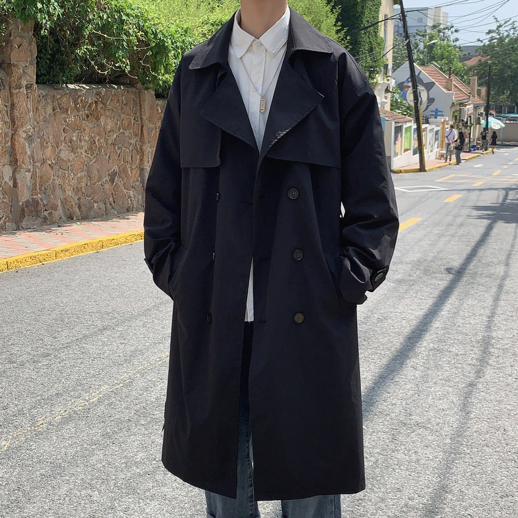 Men's Medium Length Double Breasted Trench Coat