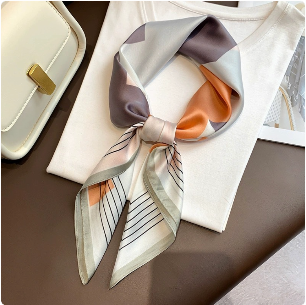 Striped Square Silk Scarf
