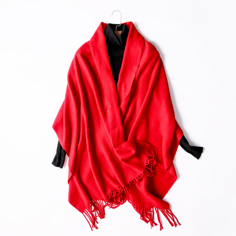 Women's Solid Color Thick Cashmere Scarf Shawl