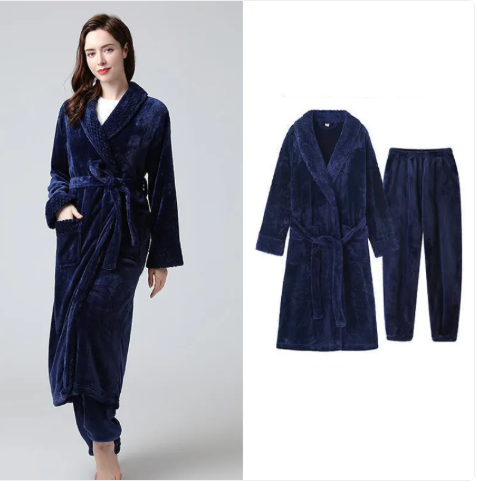 Thick Warm Flannel Bathrobe Home Service