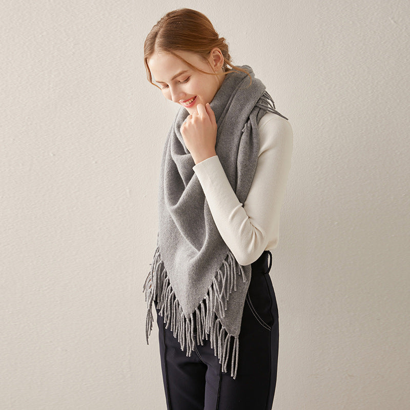 Warm Cashmere Shawl with Fringe Scarf and Wrap
