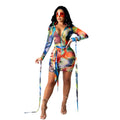 Robe transparente en maille imprimée pour femme