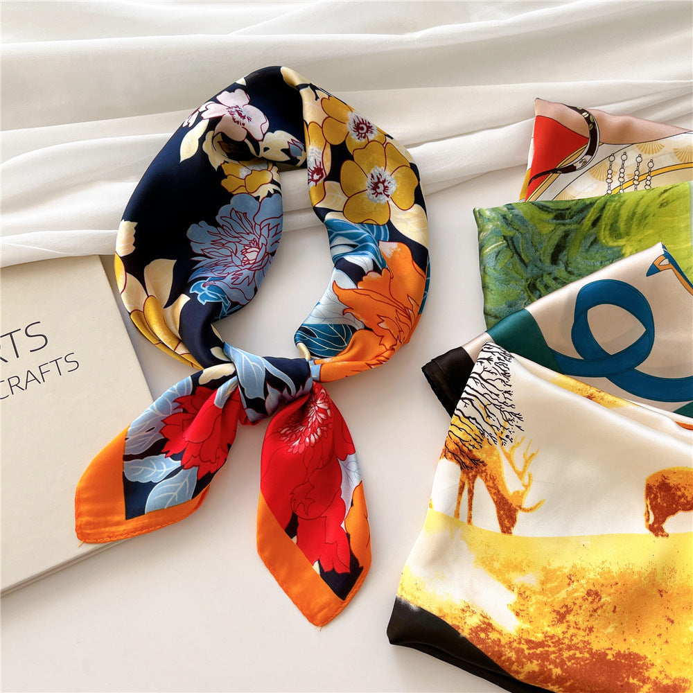 Stylish French Silk Scarf for All Seasons (70cm)