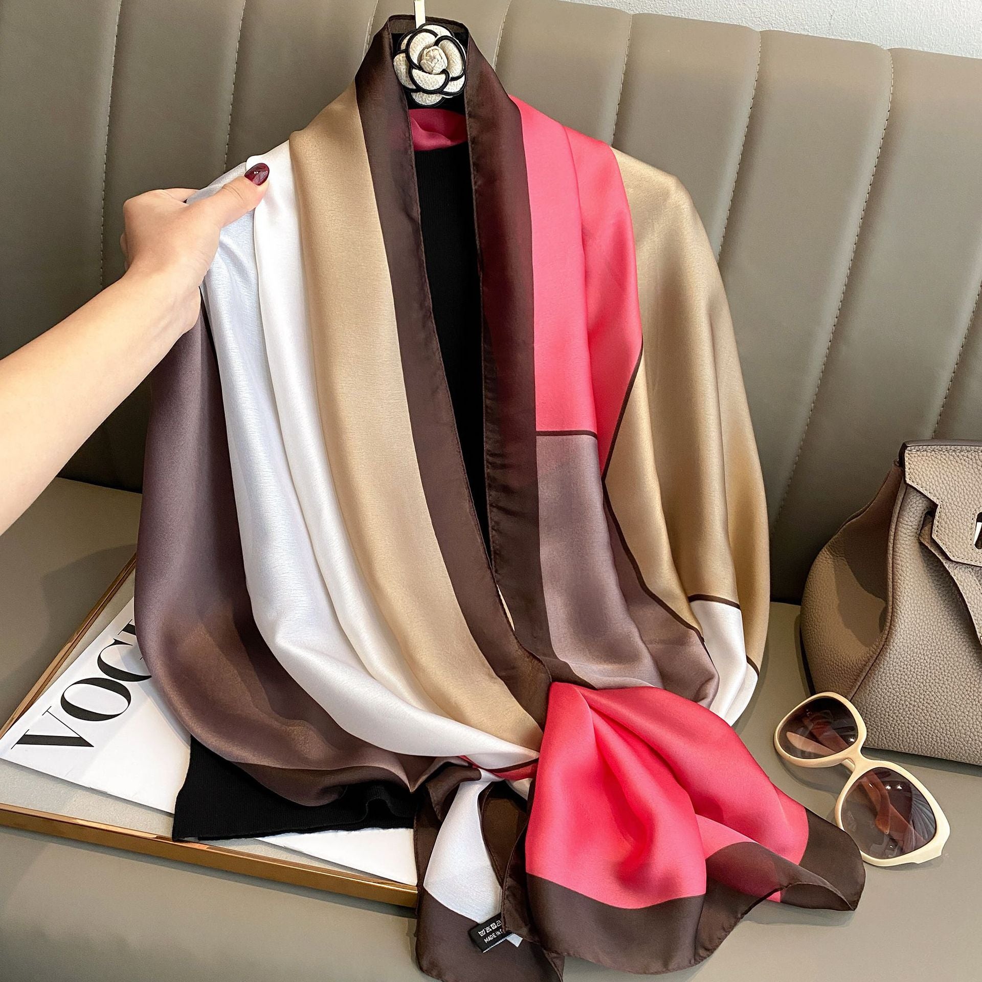 Spring Summer Women's Fashion Scarf - Color Block Shawl