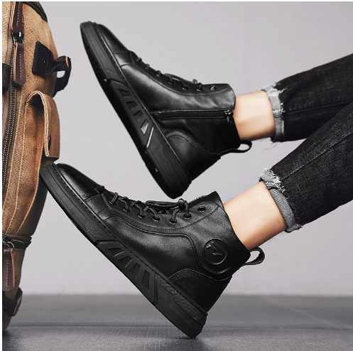High-Top Men's Fashion Sneakers with Thick Soles